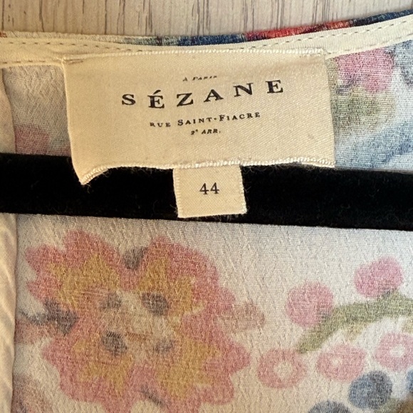 Sezane Dolce Dress Maxi Villa Print Tree of Life Floral Bird Ecru Size 44 US 12 - Picture 4 of 11